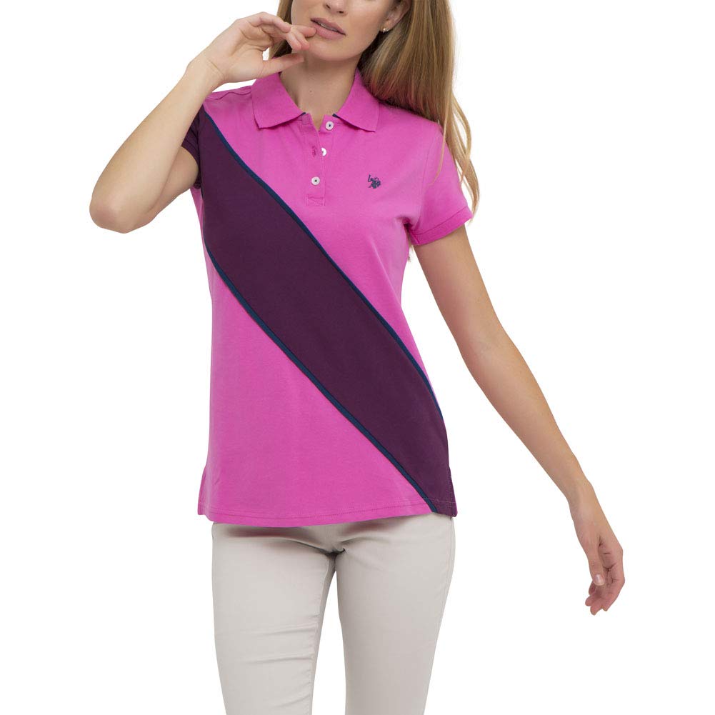 U.S. Polo Assn. Womens Color Block Prep Sash Pique Polo Shirt