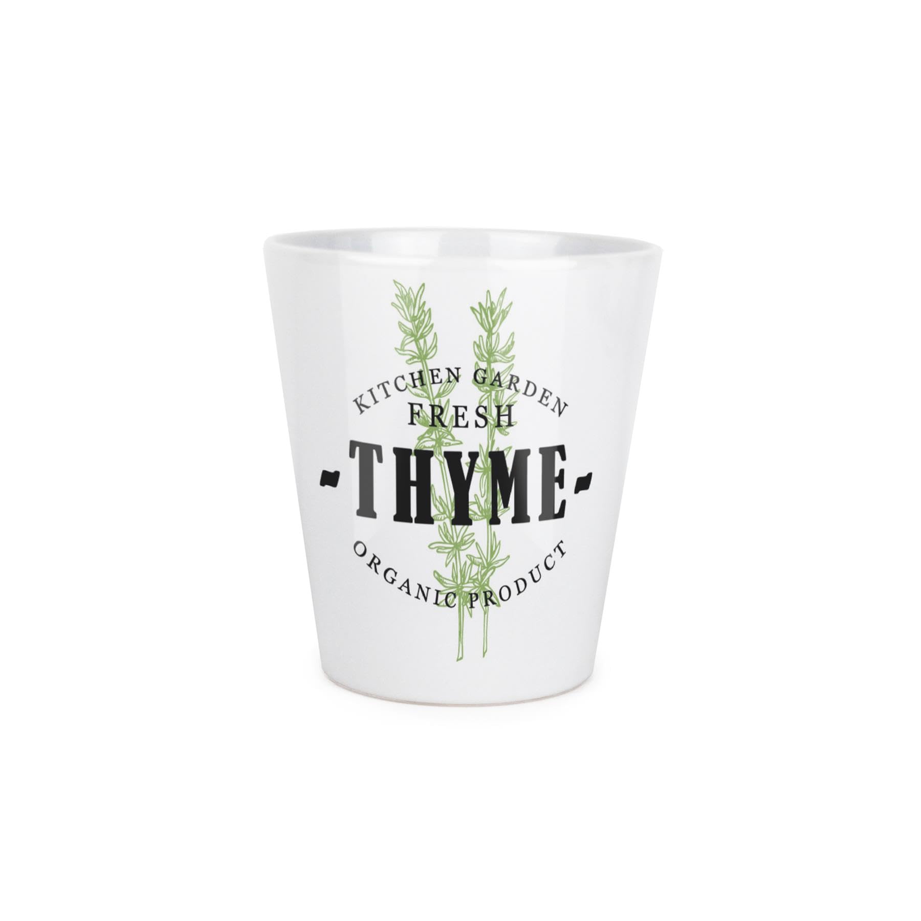 Purely Home Thyme Herb Plant Pot - Cooking Ingredients Green Herbs Small Ceramic Indoor Plant Pot with Drainage Hole - Homeware Gift 9cm Diameter Flower Pot