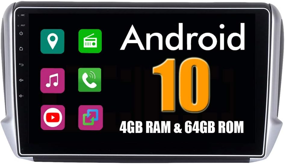 RoverOne 10.2 Inch Android System for Peugeot 208 2008 2012-2018 Autoradio GPS System with Navigation Stereo Radio Bluetooth Mirror Link Full Touch Screen
