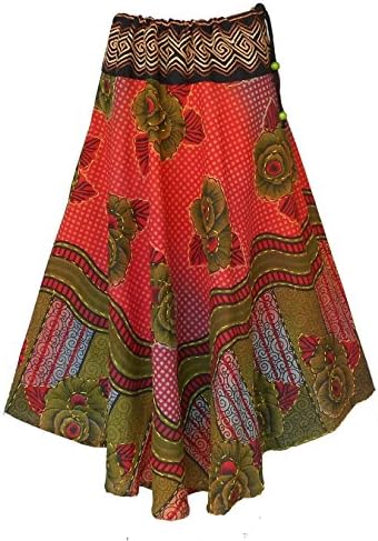 Bonya Women's Tribal Nepal Thread Embroidered Swing Skirt - SN02-5 (Color3)