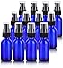 JUVITUS 1 oz Cobalt Blue Glass Boston Round Bottle with Black Treatment Pump (12 pack) + Funnel