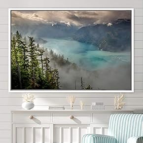 signwin Framed Canvas Wall Art Foggy Mountains Aerial...
