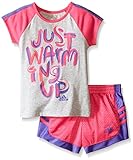 adidas Little Girls' Toddler Tee Shirt and Short Set, Grey Heather, 2T