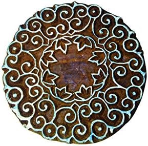 Floral Pattern Round Hand Carved Textile/Wood Stamp Printing/Blocks Wooden/Block