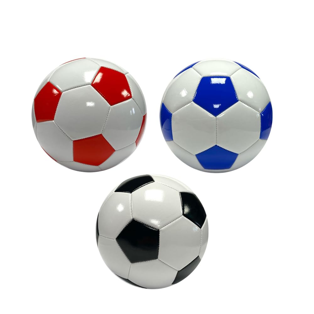 OnlineStreet - 5 Size Classic/Deluxe Design Soccer Colourful Footballs - Lightweight Football for All Ages - Attractive Assorted Colours | Indoor/Outdoor Sports (Deluxe - Pk 3)
