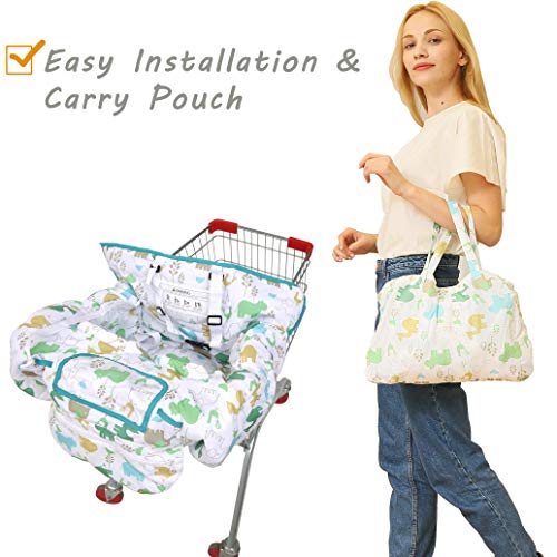 SDADI 2-in-1 Shopping Cart Cover, High Chair Cover for Baby and Toddler, Unisex for Boy or Girl, Carry Bag Attached, White