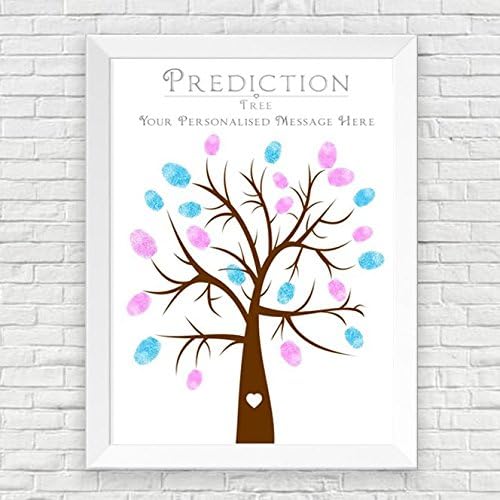 A4 PERSONALISED BABY SHOWER FINGER PRINT TREE PREDICTION CARDS ALTERNATIVE, GAME & INKS