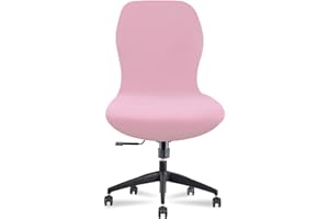 Deisy Dee Velvet Stretch Armless Office Chair Covers - Colorful Stretch Slipcover for Desk Chairs (Pink)