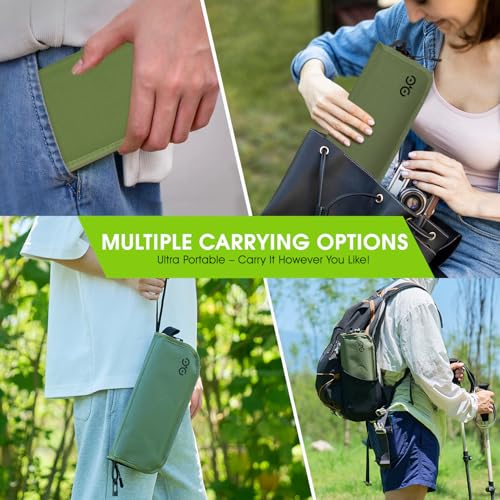 CAMDOOR Portable Collapsible Stool, 16″Folding Stool with 3 Side Pockets and Shoulder Strap, Extra Large Camping Chair Supports 400 lbs, Ultralight Portable Seat for Outdoor, Hiking, Fishing