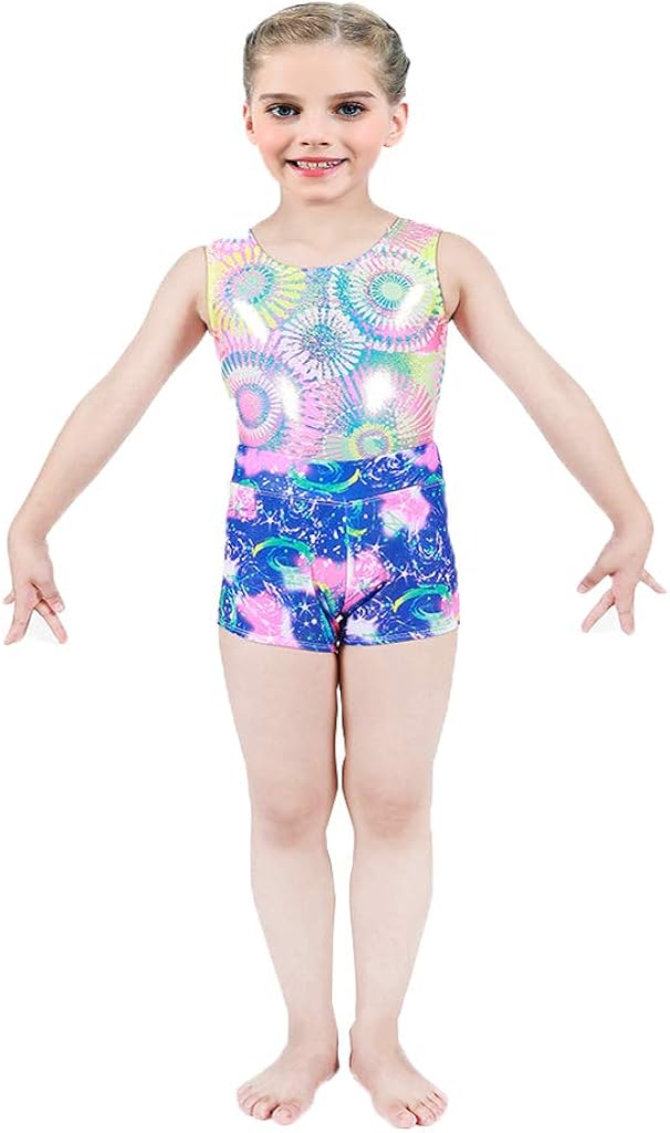 FeiTianWu Gymnastics Shorts for Girls Sparkle Glitter Dance Tumbling Athletic Gymnastics Short 3-14Years: Clothing