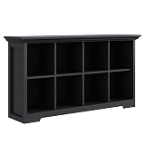 OSCHF Cube Shelf Bookcase with Base - Wooden 2 Tiers Floor Standing Low Storage Cabinet for Home and Office, 8-Cube Lattice Bookshelf, Black