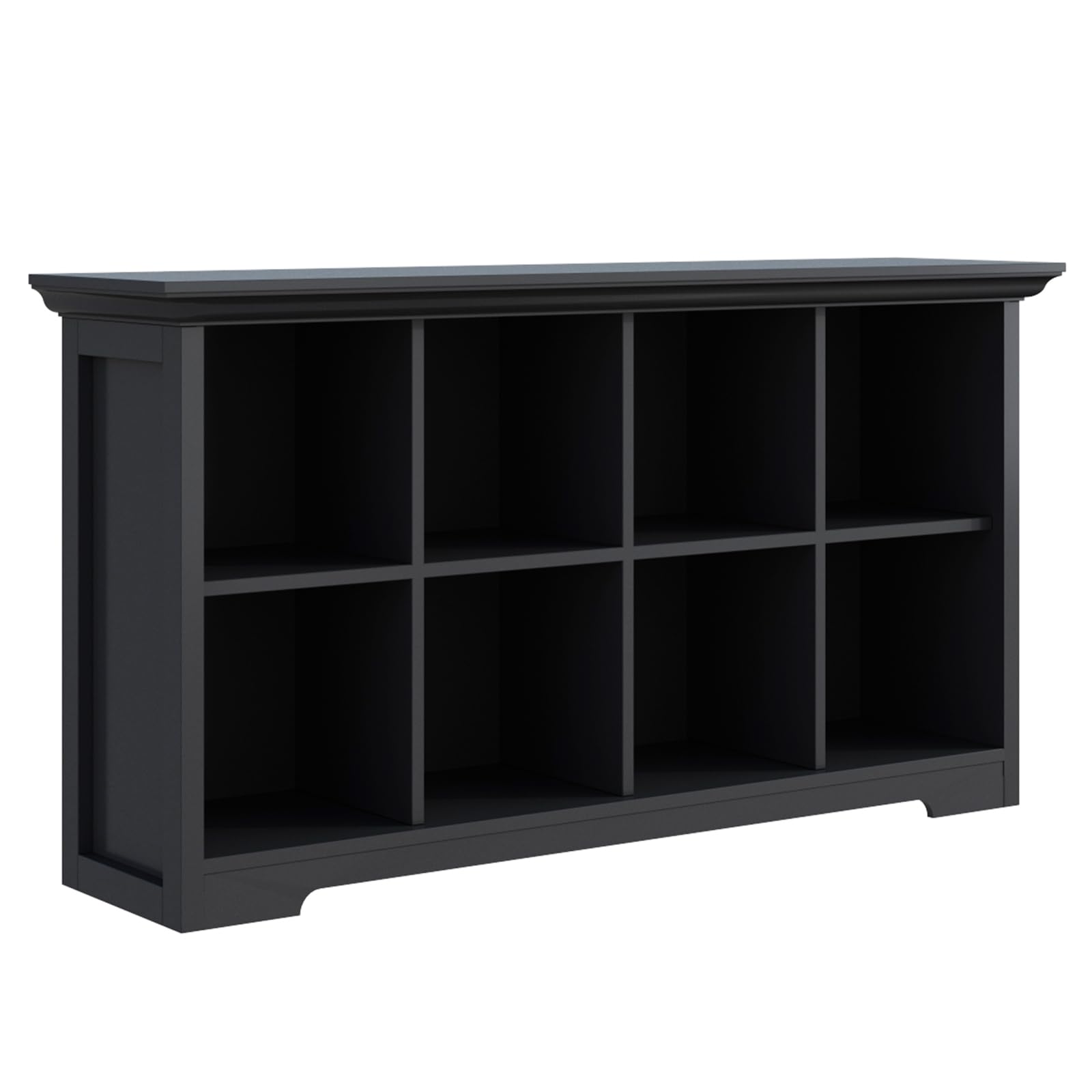 Photo 1 of OSCHF Cube Shelf Bookcase with Base - Wooden 2 Tiers Floor Standing Low Storage Cabinet for Home and Office, 8-Cube Lattice Bookshelf, Black