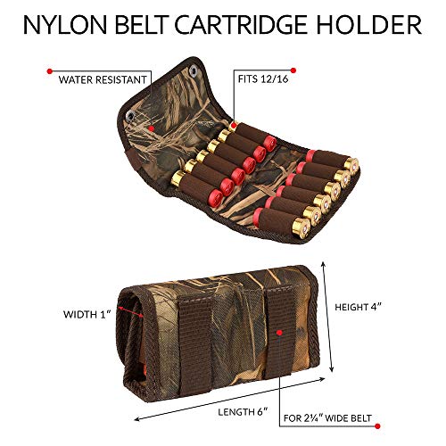 BRONZEDOG Shooter's Pouch Nylon Ammo Cartridge Belt Holder Shotgun 12 16 Gauge Camo Shotshell Carrier Hunting Accessories (Brown Cane Camo) - Thumbnail 2