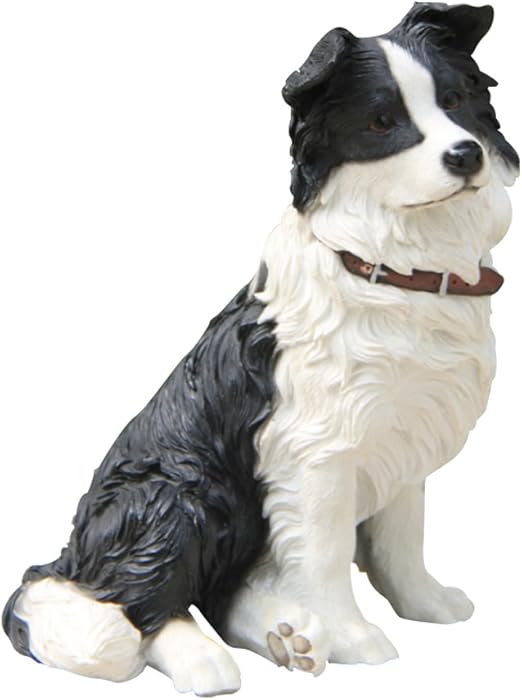Amazon Com Border Collie Statue Sitting Resin Dog Figurine Home