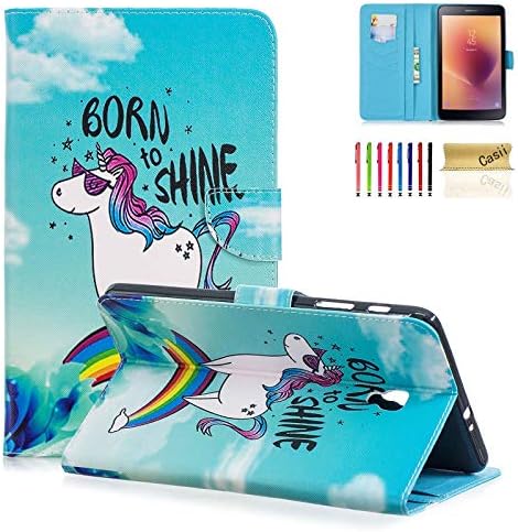 Galaxy Tab A 8.0 Case 2017 Released, Casii Ultra Slim Premium PU Leather Folio Stand Smart Cover Case with Card Slots [Auto Wake/Sleep] for Samsung Galaxy Tab A 8.0" SM-T380/SM-T385, Rainbow Unicorn