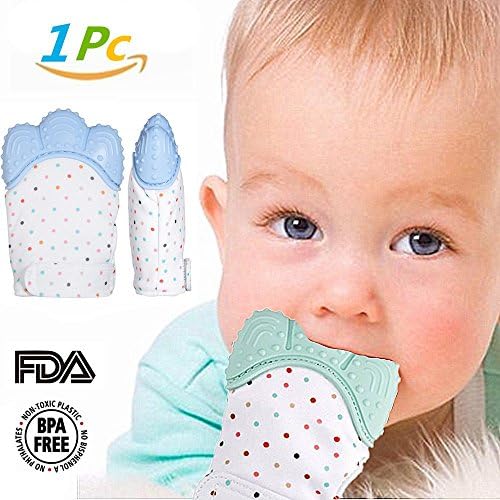 Baby Teething Mitten for Babies between 4 ~ 12 Months, BPA-Free Food Grade Silicone Gum Relief Teething Gloves, for Protecting Babies from Hand-Chewing, Biting and Saliva (1 Pc)