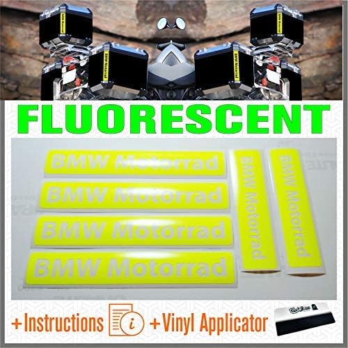 6pcs FLUORESCENT Stickers compatible with BMW Motorrad R 1200 1150 F 800 650 F700 GS A R1200GS R1200 Touratech Motorcycle Aluminium Panniers SIDE BAGS Top CASE (Yellow)