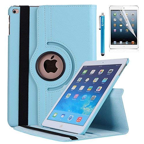 New iPad 9.7 2018 2017 / iPad Air Case - AiSMei Rotating Stand Case Cover with Auto Wake Sleep for Apple iPad 9.7" (6th Gen, 5th Gen) / iPad Air 2013,Bonus Stylus + Film - Light Blue