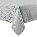 ColorBird Scroll Damask Jacquard Tablecloth Spillproof Waterproof Fabric Table Cover for Kitchen Dinning Tabletop Linen Decor (Rectangle/Oblong, 60 x 120 Inch, Silver Gray)