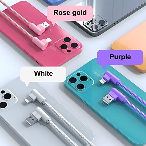 iPhone Charger 10FT 90 Degree Lightning Cable MFi Certified 3 Pack Long Lightning Cable Nylon Braided Right Angle iPhone Cord Compatible with for iPhone13/12/11/X/8/7/6/6/5/SE/iPad/iPod(10Feet)