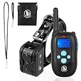 PetExpert Dog Shock Collar with Leather Lanyard Remote 330yd Waterproof Rechargeable Dog Training Collar Electric Collar with Beep Vibration Shock&LED Light Dog Bark Collar for All Dogs(10Lbs-100Lbs)