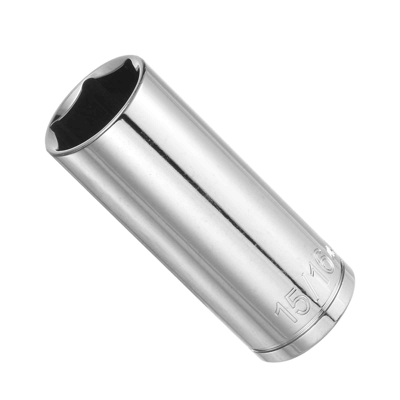 CoCud 6-Point Socket, 1/2" Drive 15/16 Deep, Mirror Chrome Plating CR-V SAE Deep Impact Socket - (Applications: for Ratchet Torque Electric Wrenches Car Repair), 1-Pieces
