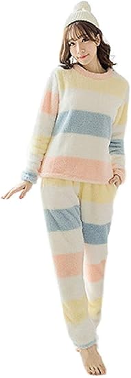 Boluory パジャマ レディース 長袖 ルームウェア 寝間着 もこもこ 上下セット フランネル 長袖 長ズボン 大人用 ふわふわ 暖かい かわいい 誕生日 プレゼント パジャマ ルームウェアセット 通販 Amazon