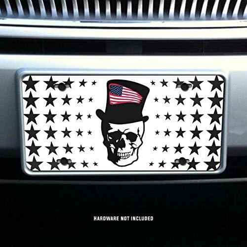 Frames Exterior Accessories White 1776 Skull Vanity Front License Plate Tag Printed Full Color Kcfp074