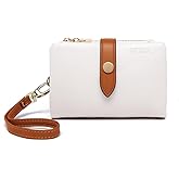 TOPKOOL Wallets for Women Small Bifold Rfid Leather Ladies Wallets,Compact Wristlet Womens Billfold,Trifold Card Holder with Multi Credit Card Slot Zipper Coin Pocket and Wrist Strap(White)