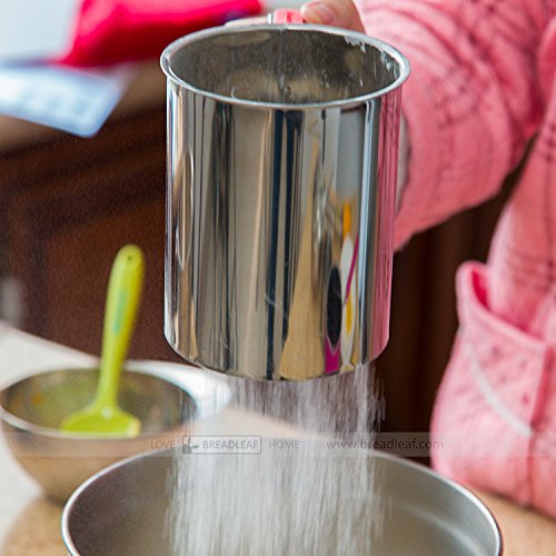 Astra Gourmet Stainless Steel Flour Sifter Sieve with Lid and Bottom Cover, Icing and Sugar Sifter(Red)