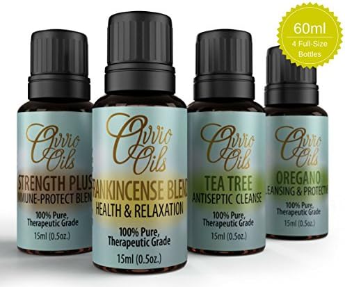 Immune Support &amp; Immunity Boost Essential Oils Collection by Ovvio - Strength Plus, Tea Tree, Oregano, Frankincense Blend - Protective Blend Set