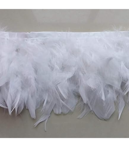 Frange In Piume Naturali Di Gallo KOLIGHT, 2 Metri Per Decorazioni Fai Da Te – Larghezza 10-15 Cm, Nastro Di Raso