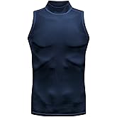 Mens Mock Turtleneck Tank Tops Quick Dry Sports Fitness Tops Sleeveless Compression Shirt Sports Base Layer Tank Top