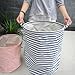NKTM Collapsible Cylindric Laundry Storage Bucket Basket Hamper for Bedroom Bathroom Kitchen Pantry Nursery Dorm Closet (Blue)
