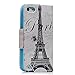 iPod Touch 6 Case, iPod Touch 5 Wallet Case - Mavis's Diary Premium PU Leather with Magnetic Clasp Card Holders Flip Cover for Apple iPod Touch 5th & 6th Generation - Eiffel Tower