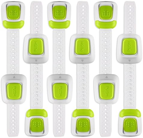 6-pack Child/Baby Safety Locks - Secure long lasting stick-ons - For Cabinets, Drawers, Fridges, Toilet and More - Make your whole home baby-proof with Bonus Reusable Adhesives !