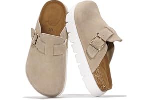 Project Cloud 100% Genuine Leather Platform Clogs for Women Footwear - Memory Foam Arch Support Cork Footbed Casual Shoes & Mules for Women 2025 (Benton Chunky)