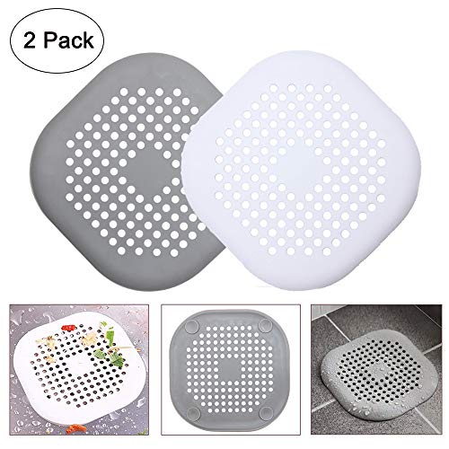 KongNai Hair Catcher Shower Drain Cover, Hair Stopper Drain Protector With Sucker, Universal Rubber Sink Strainer for Bathtub Kitchen and Bathroom (Gray+White) - Thumbnail 7
