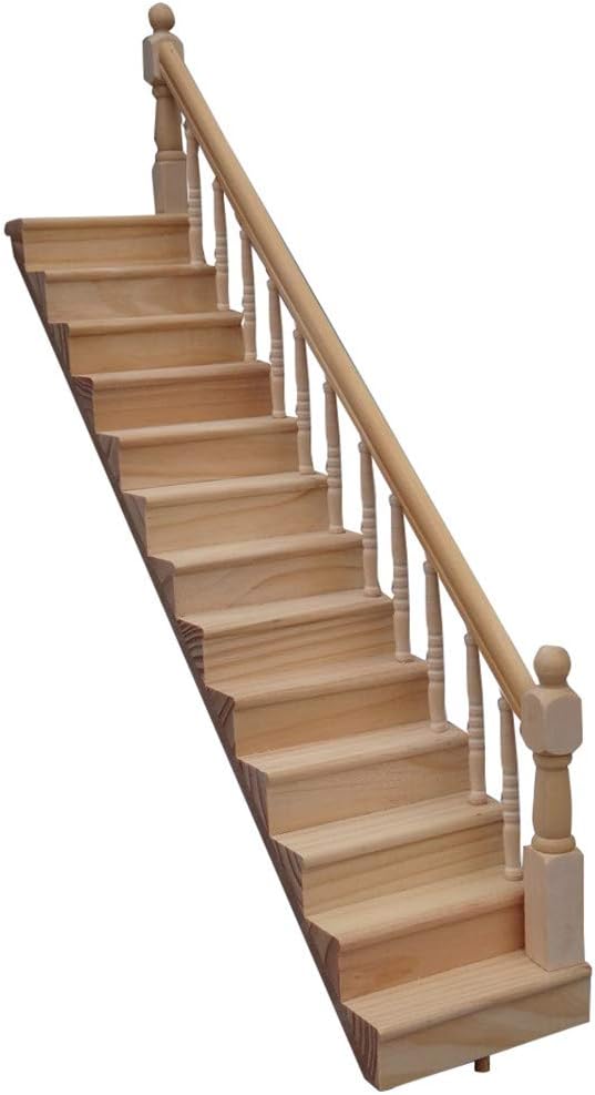 Gaddrt Mini Cute Wooden Stairway for 1/12 Dollhouse Miniature House Stairway Doll House Accessories Interior Model Decor Kids Pretend Play Toy (Right)