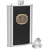 TOX TANEAXON 10 oz Dragon Pattern Pocket Stainless Steel Whiskey Liquor Hip Flask with Funnle and Box