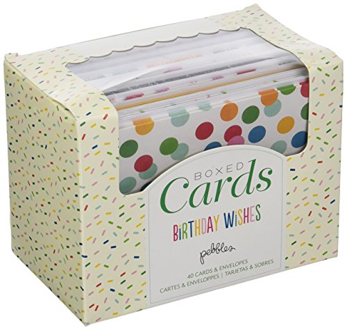 American Crafts Pebbles A2 Cards & Envelopes (4.25"X5.5") 40/Pkg-Birthday Wishes