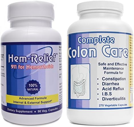 Western Herbal and Nutrition | Hem-Relief (90 caps) & Complete Colon Care (270 caps) | Advanced Hemorrhoid Care | 100% Natural Formula | Internal & External Support | 2 Bottle Pack