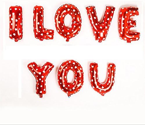 Hapwedding Alphabet Letters “I LOVE YOU” Foil Balloons for Party,Wedding and Birthday Decorations (Red)