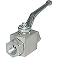 MHA-Zentgraf German Stainless Steel 316 High Pressure Ball Valve, 1/2” NPT Female Threaded, up to 7000 PSI (500 Bar), BKH Type Hydraulic Flow Control Valve, 2 Port Shut-Off Valve
