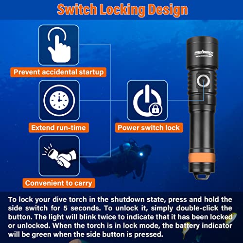 ORCATORCH D710 Scuba Diving Light, 3000 Lumens Super Bright Underwater