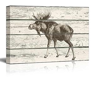 Sketched Drawing of a Moose on a Rustic Background
