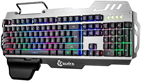 Keyboard Doco OLER 7pin/PK 900 Gaming Keyboard LED Backlight Keyboard with Mobile Phone Holder Wrist Rest Silver Suitable for all computers