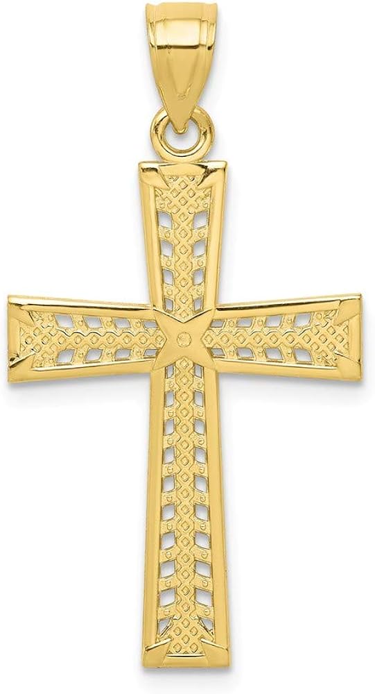 FB Jewels Solid 10K Yellow Gold Cross 