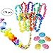 Neliblu Luau Party Supplies, Luau Bulk Party Pack includes 1 9' Jumbo Flower Lei Garland; 144 Paper Hibiscus Parasol Umbrellas; 25 Jumbo 36