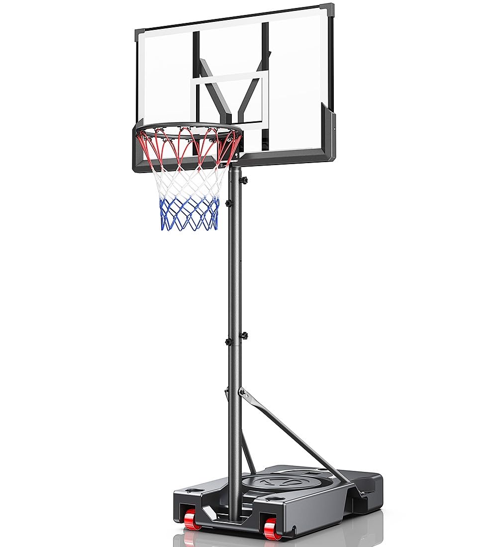 Photo 1 of Basketball Hoop Outdoor,Portable Basketball Hoop System Adjustable Height 5.7-10ft 45in Backboard Basketball Goal for Kids Teen and Adult Shadow Black